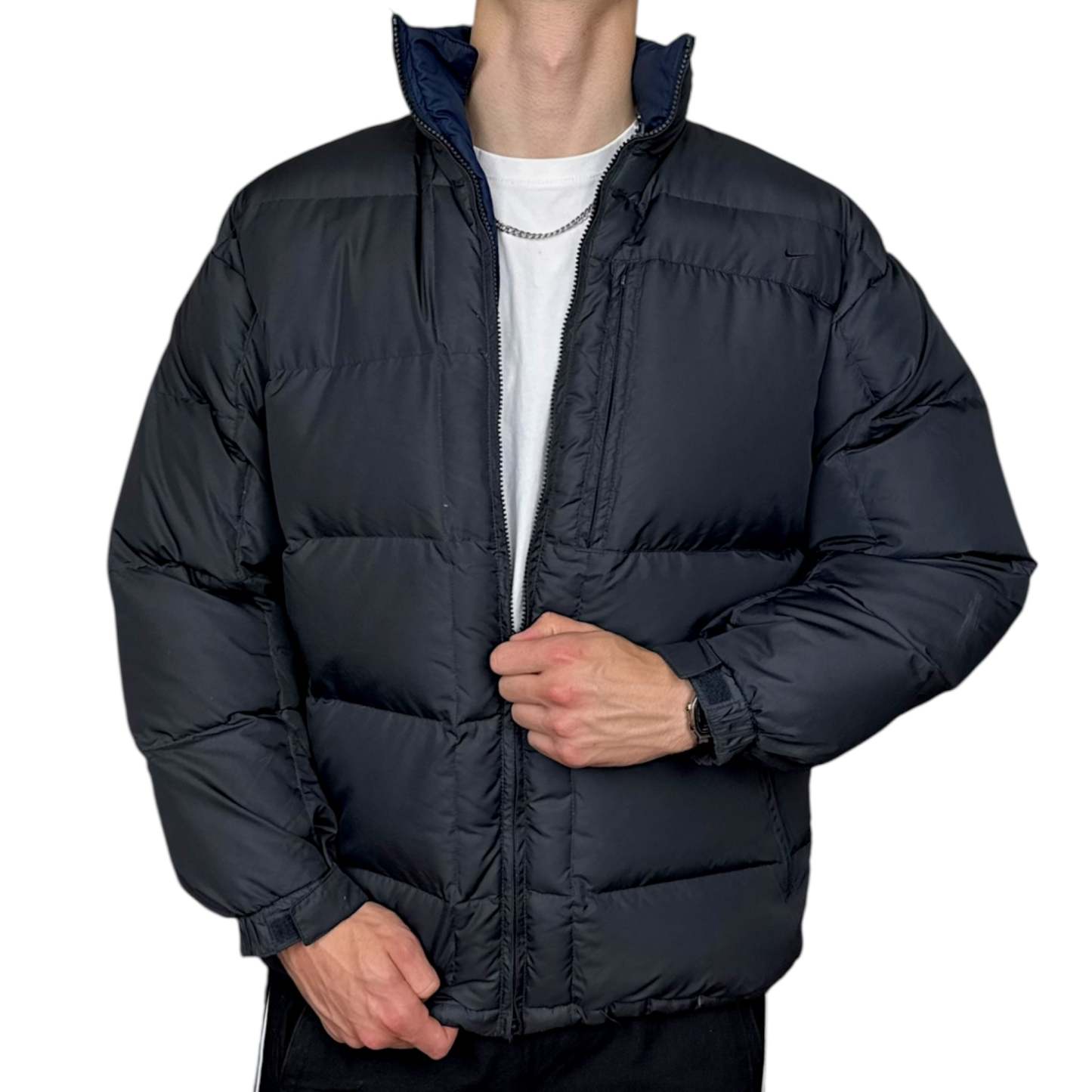 Vintage Y2K Puffer Daunenjacke Schwarz-Maverick