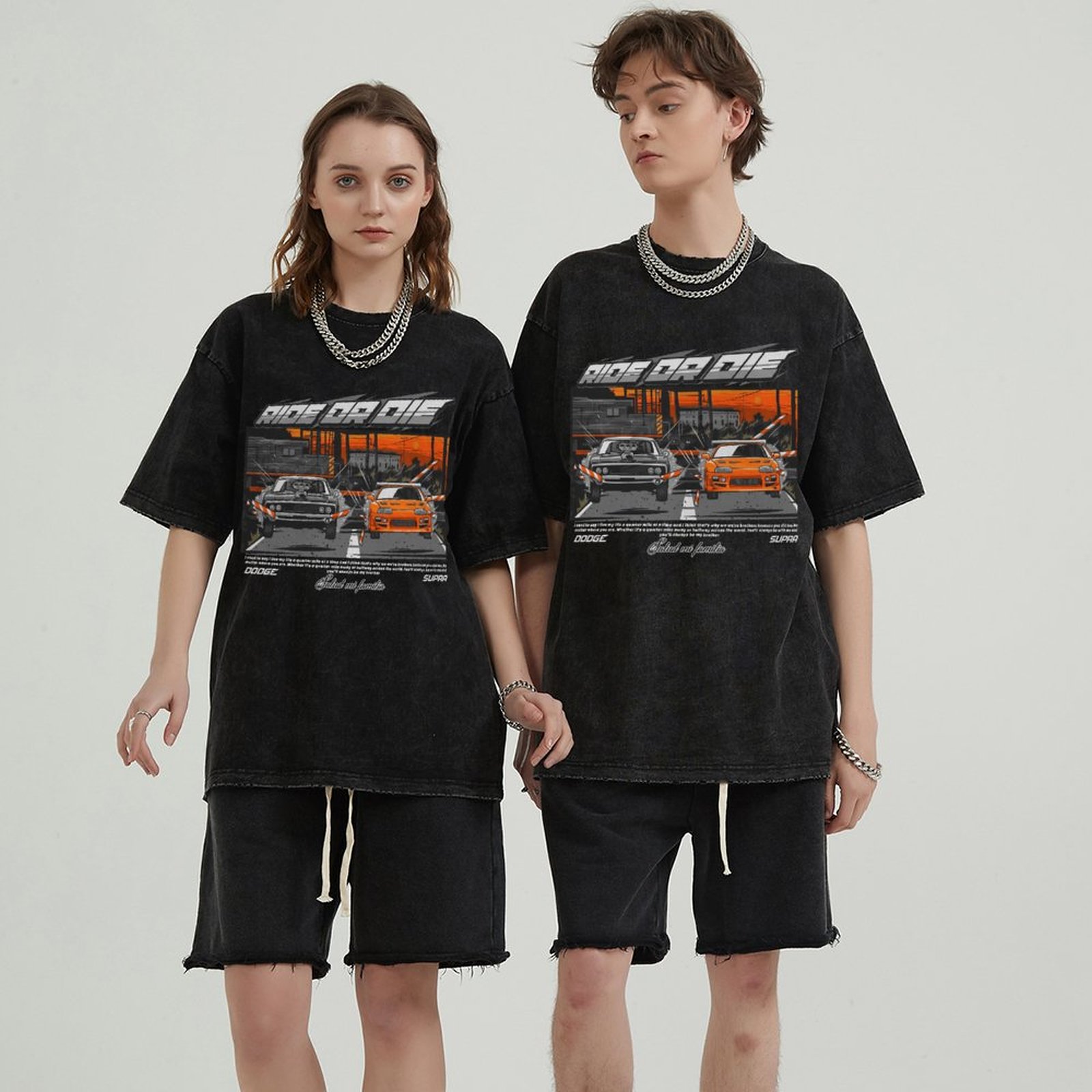 Unisex Vintage Solid Wash Denim T-Shirts 1025