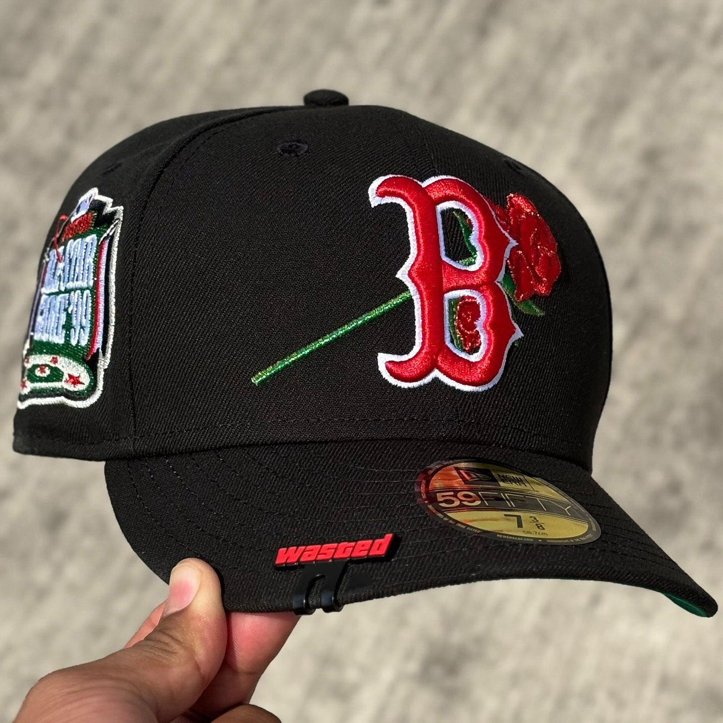 NEW ERA BOSTON RED SOX ALL STAR GAME 1999 ANNIVERSARY BLACK ROSE EMBROIDERED CASUAL BASEBALL CAP-Maverick
