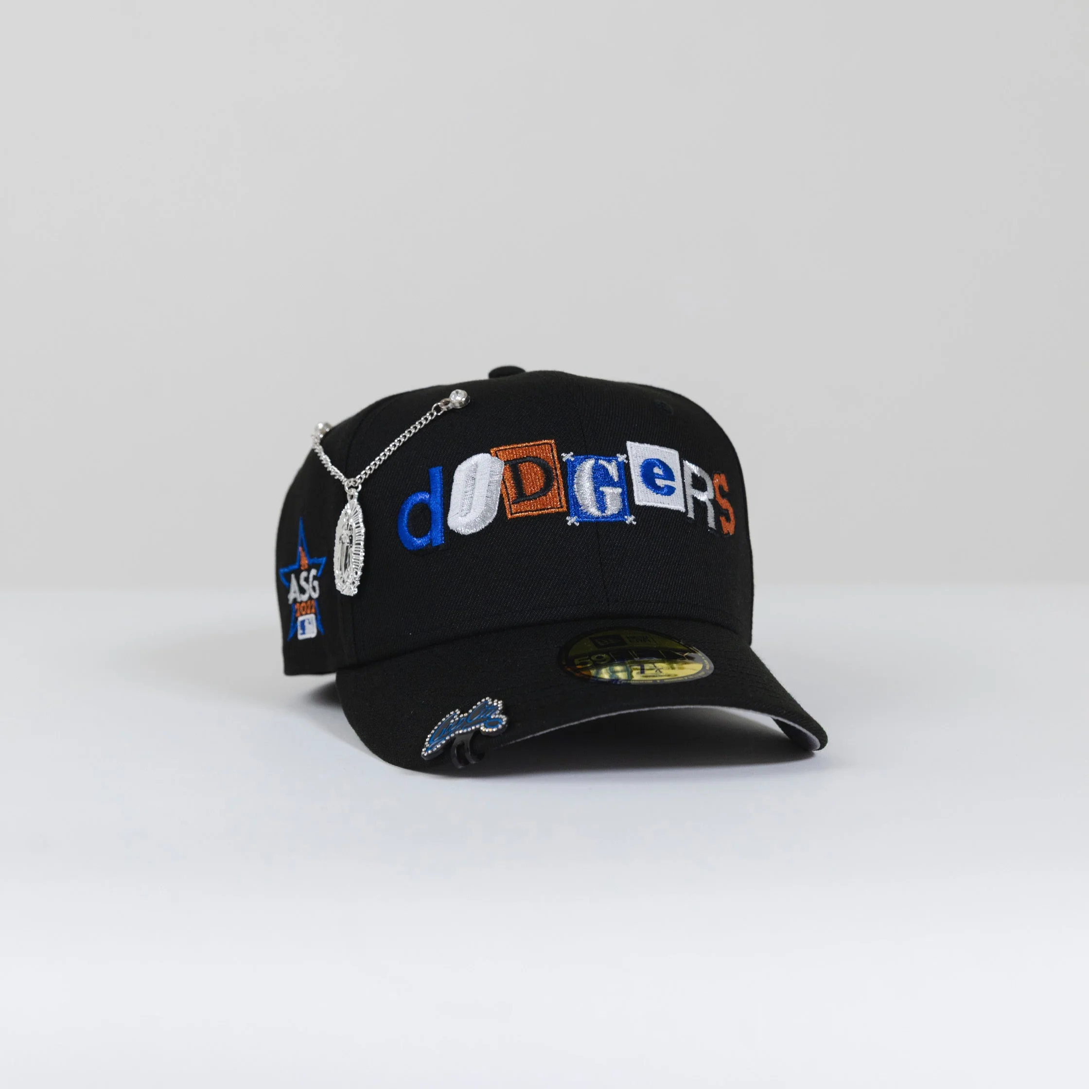 NEW ERA 59FIFTY BLACK LOS ANGELES DODGERS SCRIPT WITH BOX FONT 2022 ALL-STAR GAME SIDE PATCH-Maverick