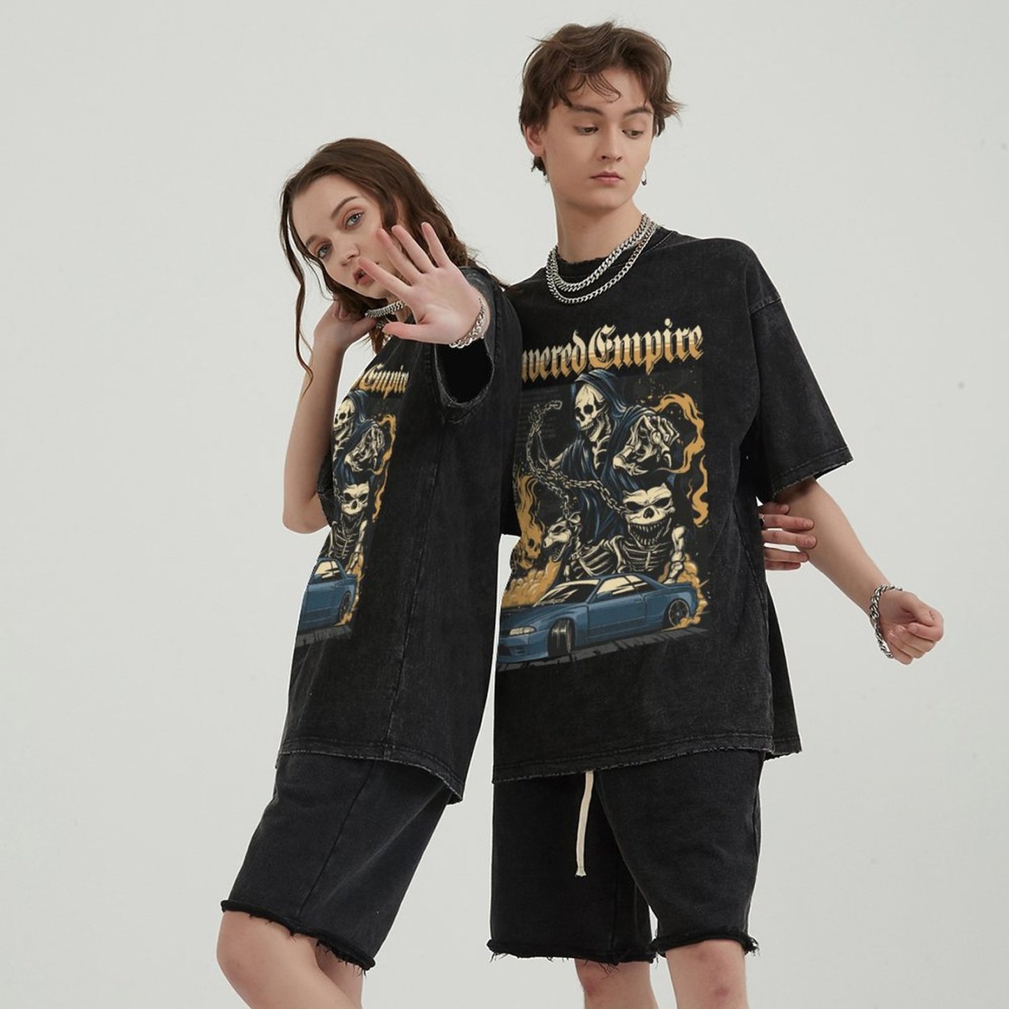 Unisex Vintage Solid Wash Denim T-Shirts 1018