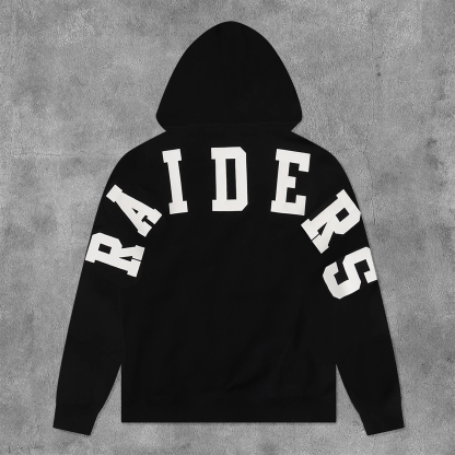 Raiders Print Long Sleeve Hoodies-Maverick