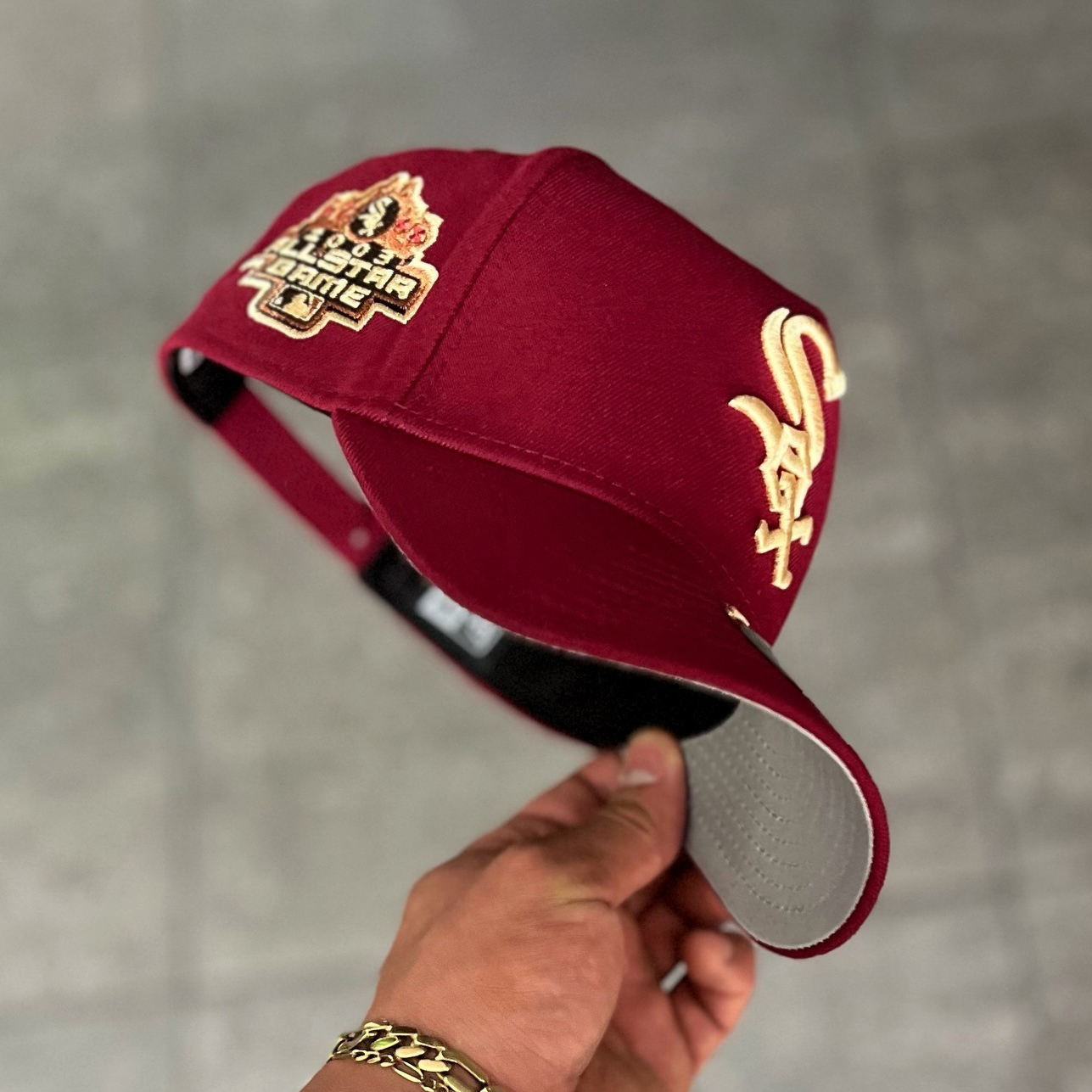 NEW ERA CHICAGO WHITE SOX ALL STAR GAME 2003 WINE RED EMBROIDERED CASUAL BASEBALL CAP-Maverick