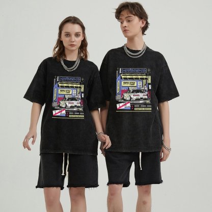 Unisex Vintage Solid Wash Denim T-Shirts 1006