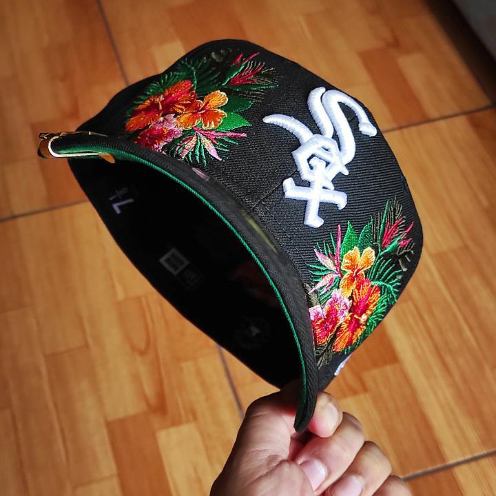 NEW ERA CHICAGO WHITE SOX FLORAL BLACK EMBROIDERED CASUAL BASEBALL CAP-Maverick