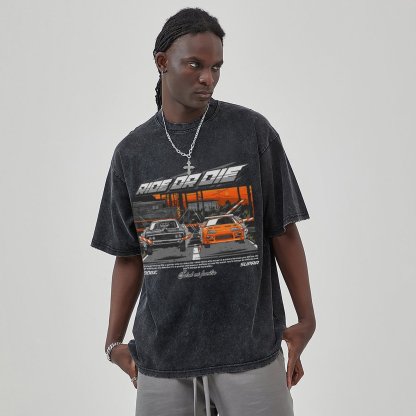 Unisex Vintage Solid Wash Denim T-Shirts 1025