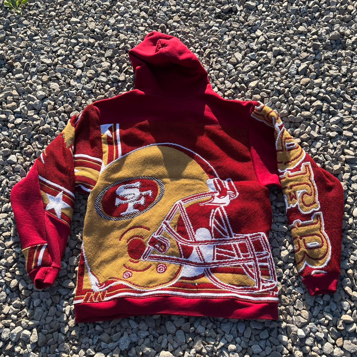 Stylish 49ers Print Patchwork Long Sleeve Hoodies-Maverick
