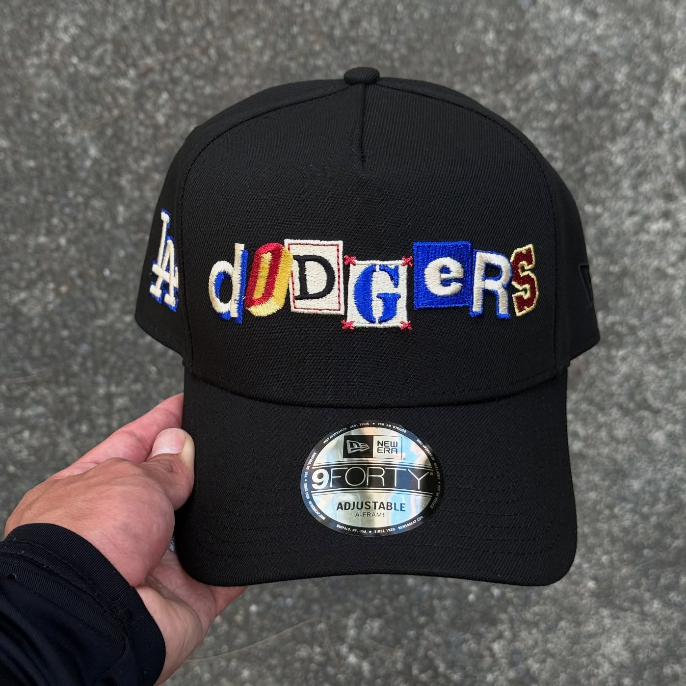 NEW ERA LOS ANGELES DODGERS LETTERING BLACK EMBROIDERED CASUAL BASEBALL CAP-Maverick