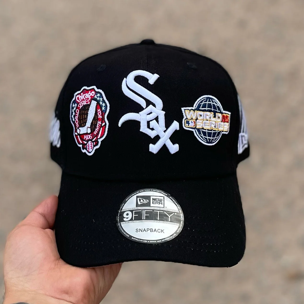 NEW ERA CHICAGO WHITE SOX BLACK HISTORIC WORLD SERIES CHAMPIONS EMBROIDERED CASUAL BASEBALL CAP-Maverick