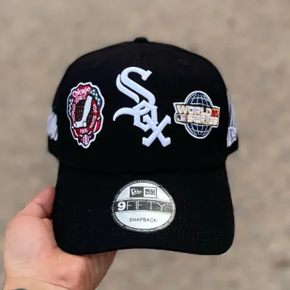 NEW ERA CHICAGO WHITE SOX BLACK HISTORIC WORLD SERIES CHAMPIONS EMBROIDERED CASUAL BASEBALL CAP-Maverick