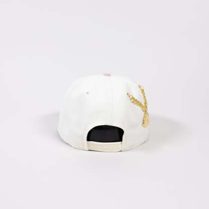NEW ERA EXCLUSIVE 9FIFTY A-FRAME CHROME/ SOFT PINK LOS ANGELES DODGERS SNAPBACK W/ 2024 WORLD SERIES CHAMPIONS SIDE PATCH-Maverick