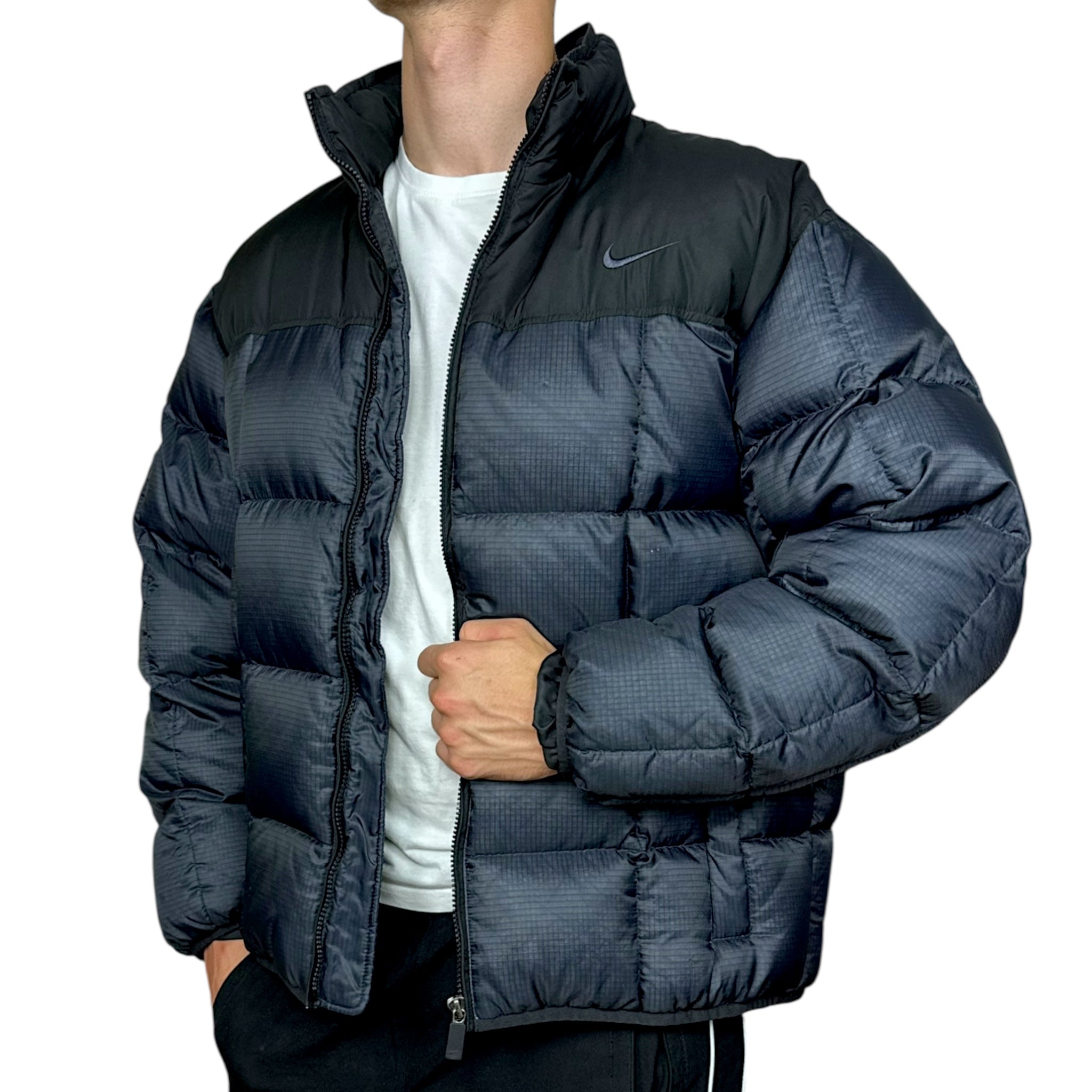 Vintage 90s rare Center-Swoosh Down Pufferjacke Navy-Maverick