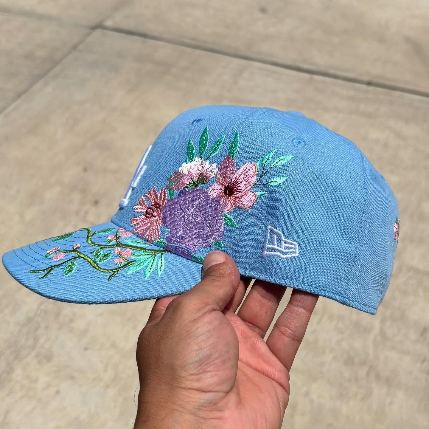 NEW ERA LOS ANGELES DODGERS FLORAL EMBROIDERED CASUAL BASEBALL CAP-Maverick