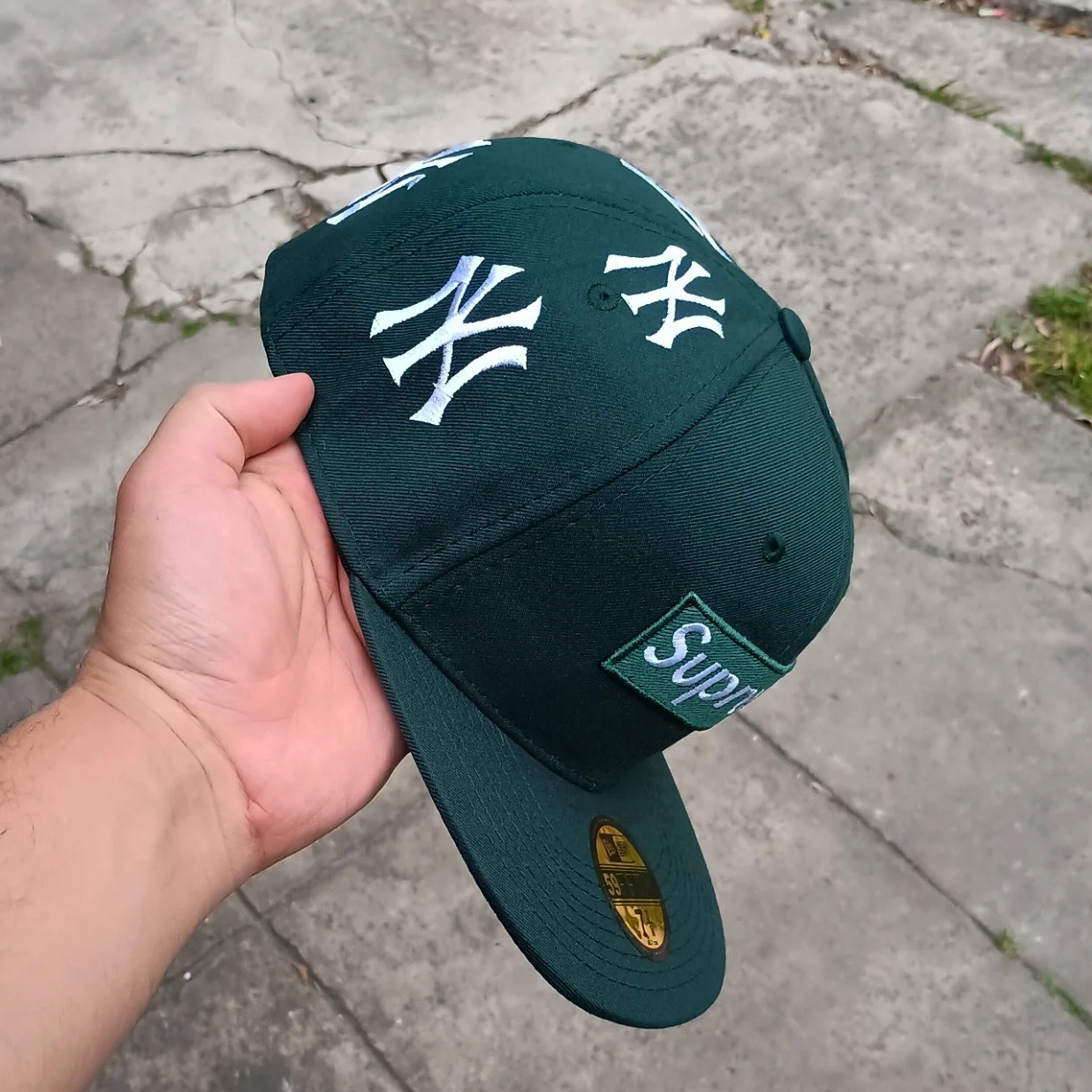 NEW ERA SUPREME X NEW YORK YANKEES GREEN EMBROIDERED CASUAL BASEBALL CAP-Maverick
