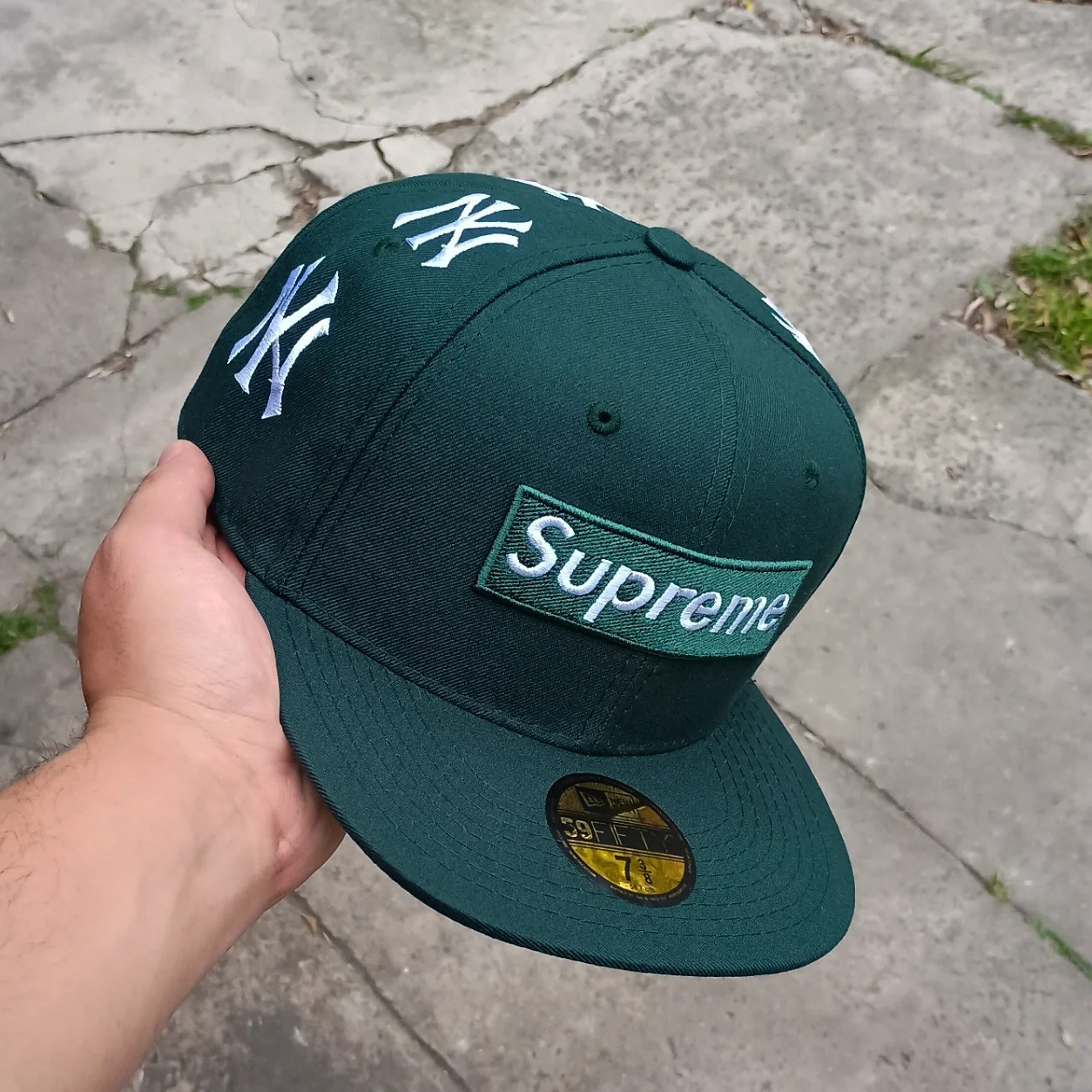 NEW ERA SUPREME X NEW YORK YANKEES GREEN EMBROIDERED CASUAL BASEBALL CAP-Maverick
