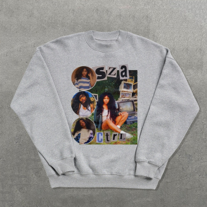 Fashion Rapper Printed Crew Neck Sweatshirt