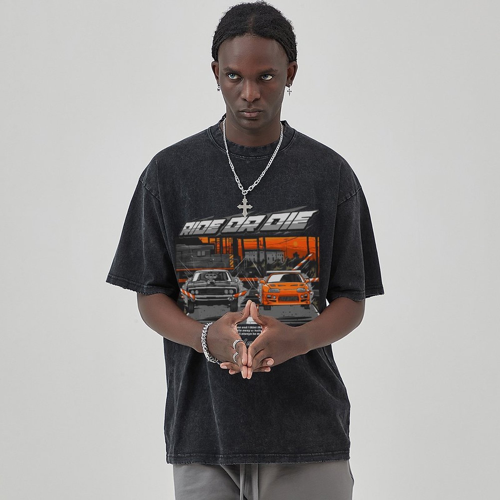 Unisex Vintage Solid Wash Denim T-Shirts 1025