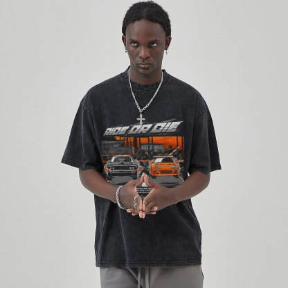 Unisex Vintage Solid Wash Denim T-Shirts 1025