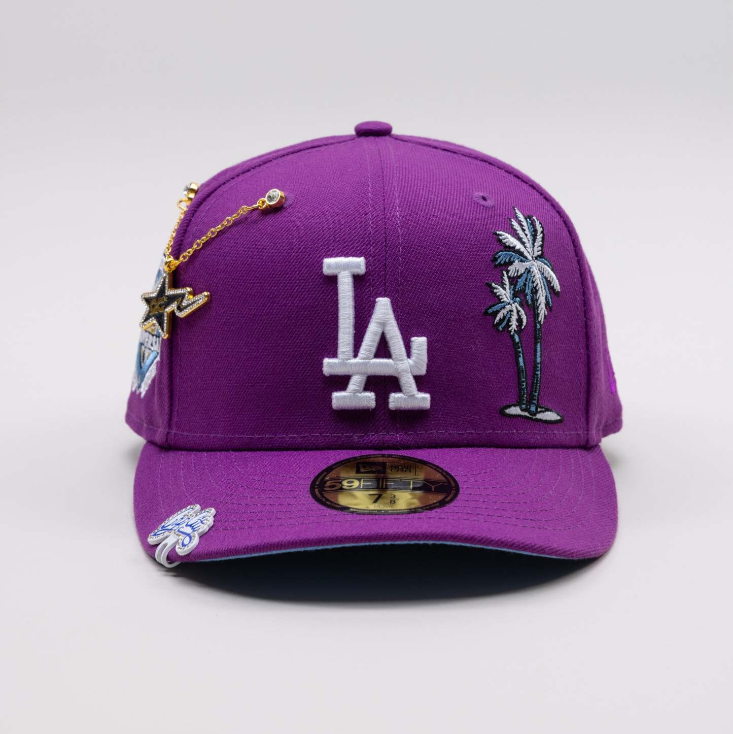 NEW ERA EXCLUSIVE 59FIFTY PURPLE LOS ANGELES DODGERS W/ PALM TREES + 50TH ANNIVERSARY SIDE PATCH-Maverick
