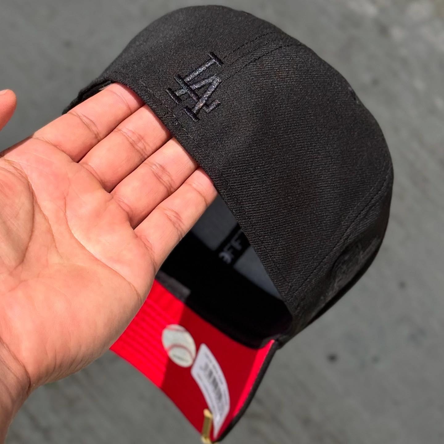 NEW ERA LOS ANGELES DODGERS 40TH STADIUM ANNIVERSARY BLACKOUT RED FIRE EMBROIDERED CASUAL BASEBALL CAP-Maverick