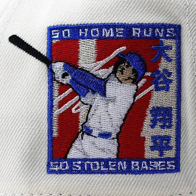 NEW ERA BASEBALL CAP 9FORTY LOS ANGELES DODGERS MLB OHTANI SHOHEI 50/50 GREY BOTTOM A- TYPE BUCKLES CAP CREAM-OTANI SHOHEI HITS 4 CONSECUTIVE HOME RUNS-Maverick
