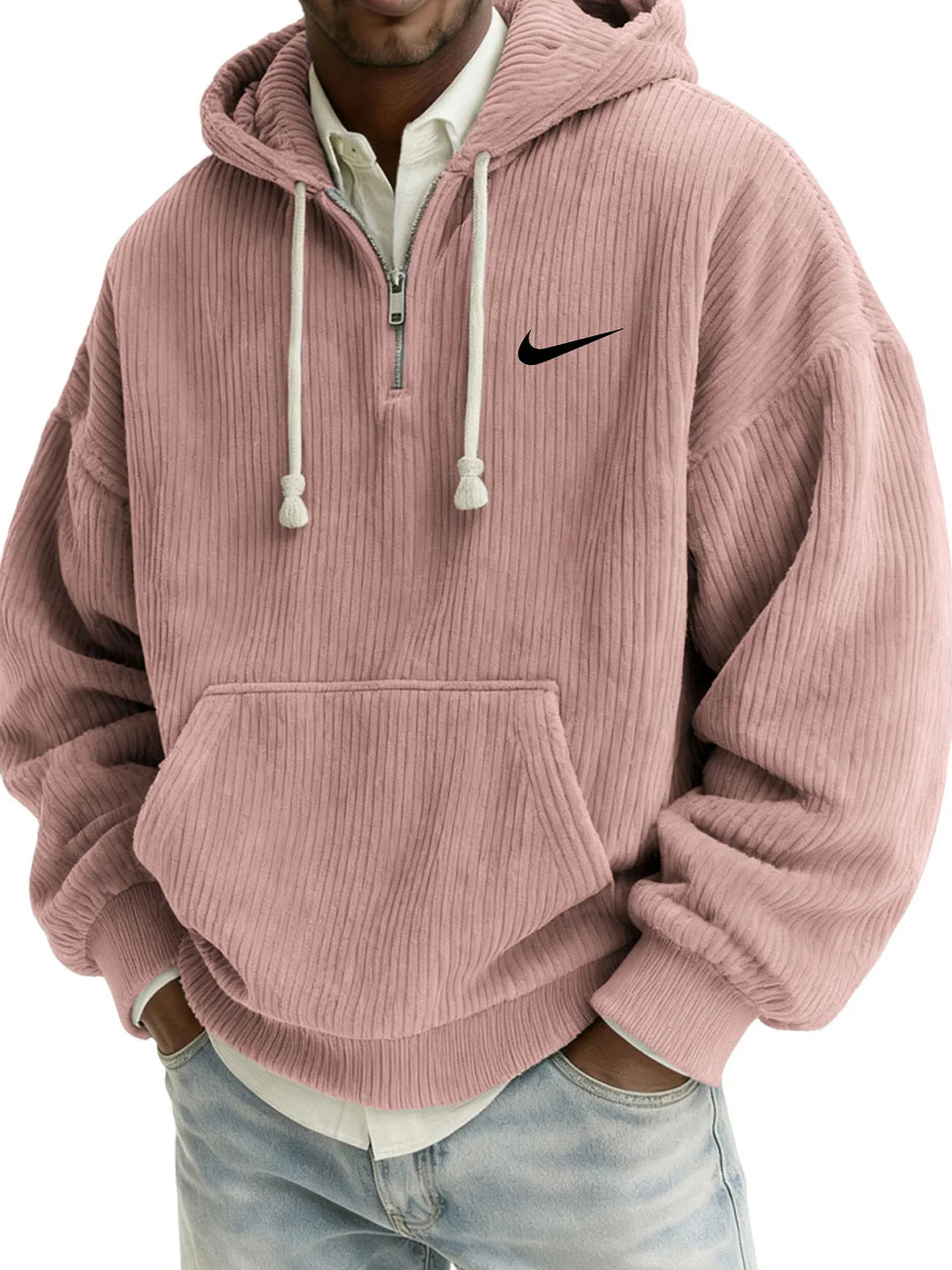 Textured Relaxed-Fit Corduroy Hoodie