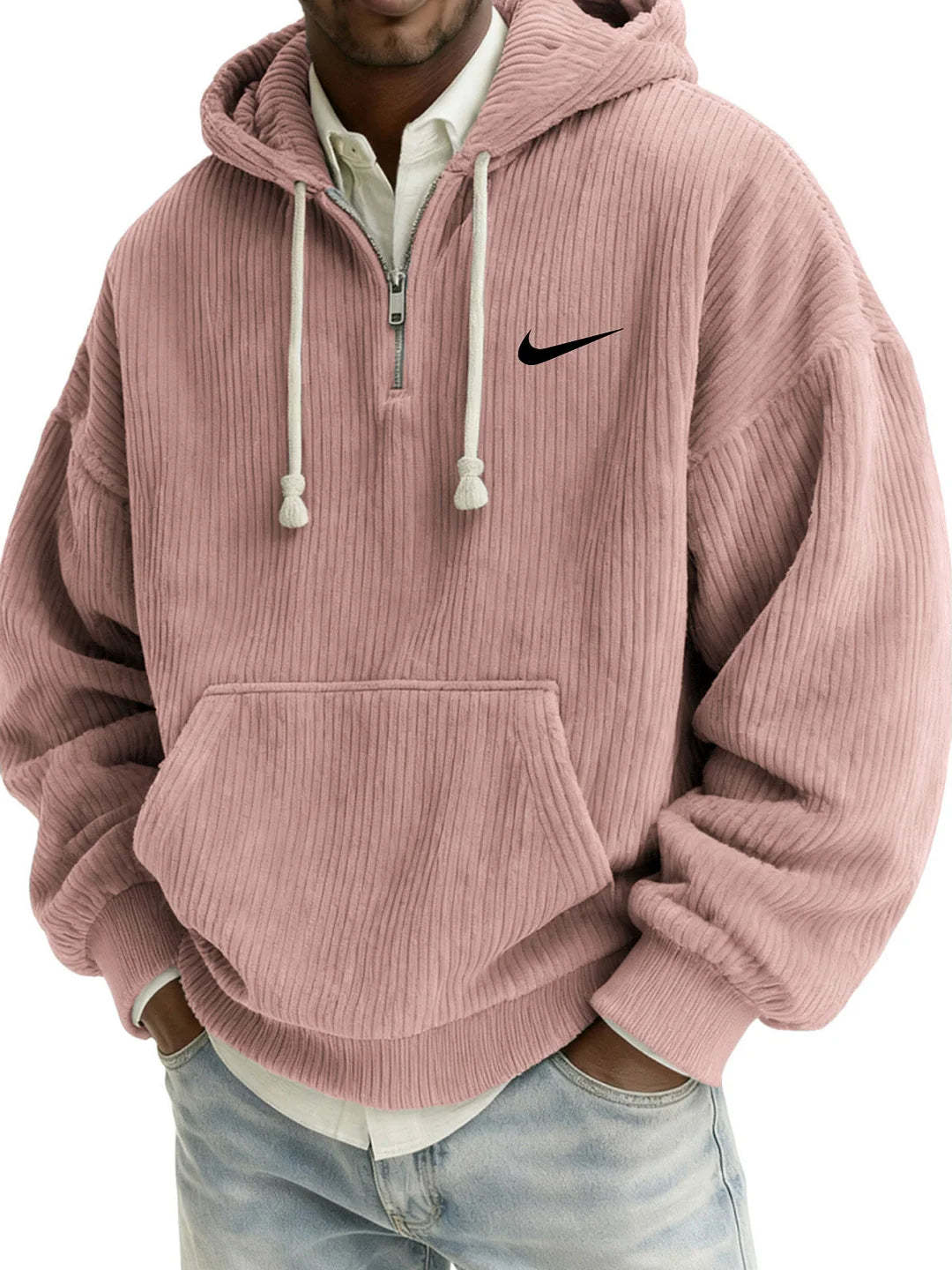 Textured Relaxed-Fit Corduroy Hoodie