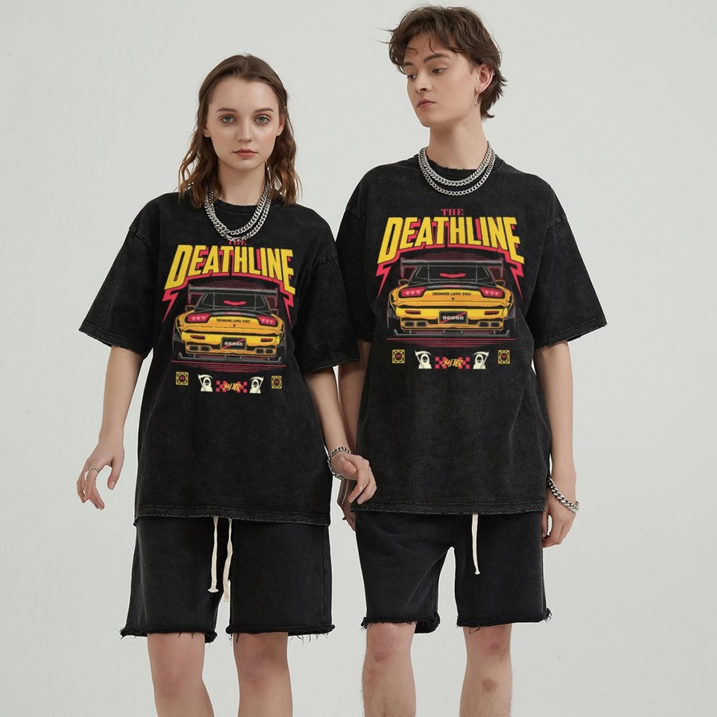 Unisex Vintage Solid Wash Denim T-Shirts 1004