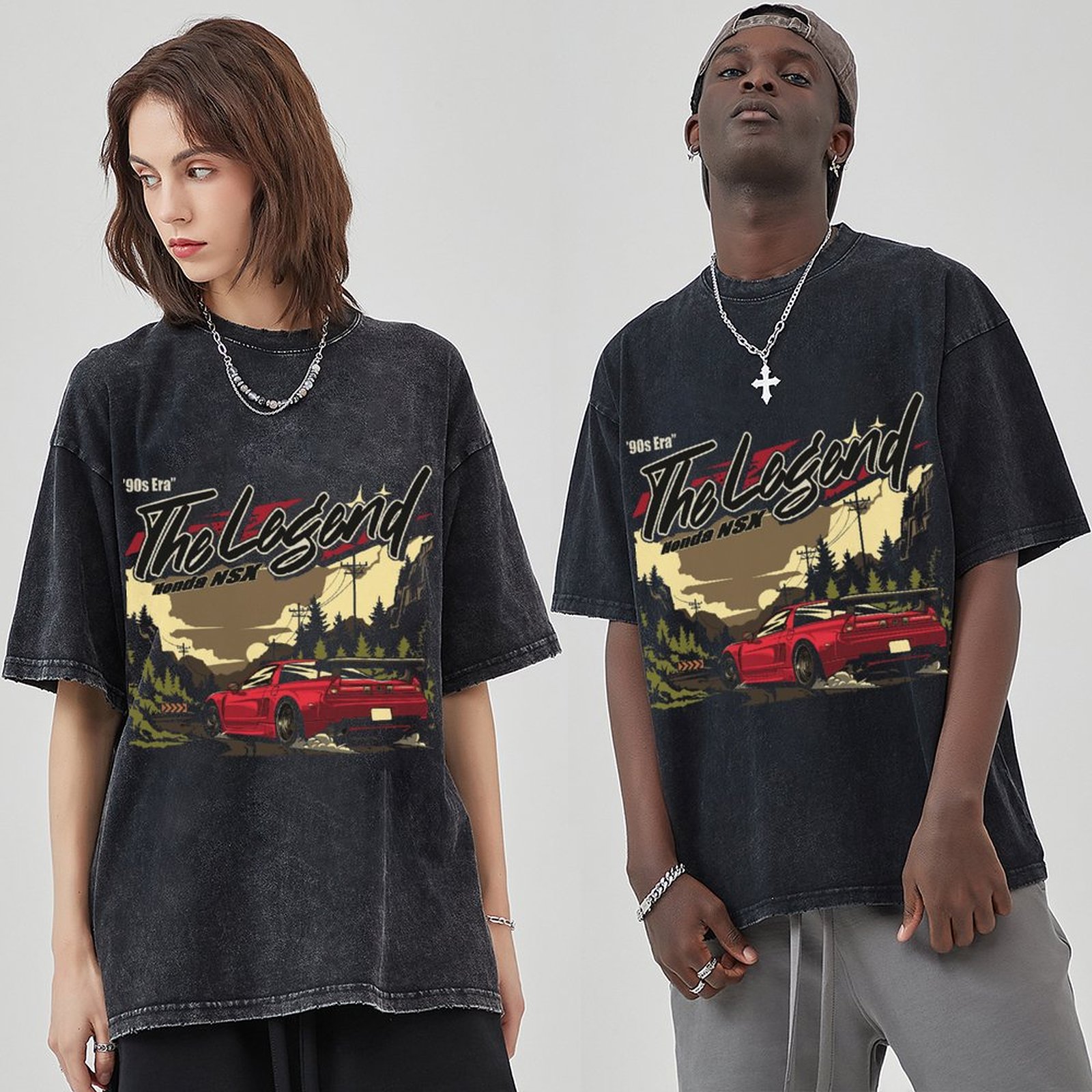 Unisex Vintage Solid Wash Denim T-Shirts 1014