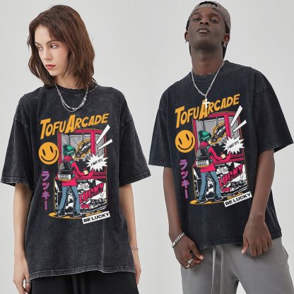 Unisex Vintage Solid Wash Denim T-Shirts 1007