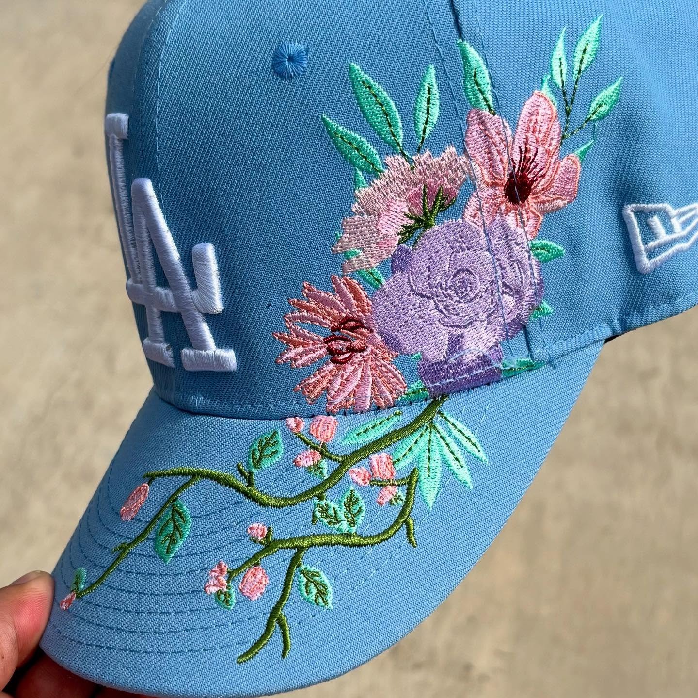NEW ERA LOS ANGELES DODGERS FLORAL EMBROIDERED CASUAL BASEBALL CAP-Maverick