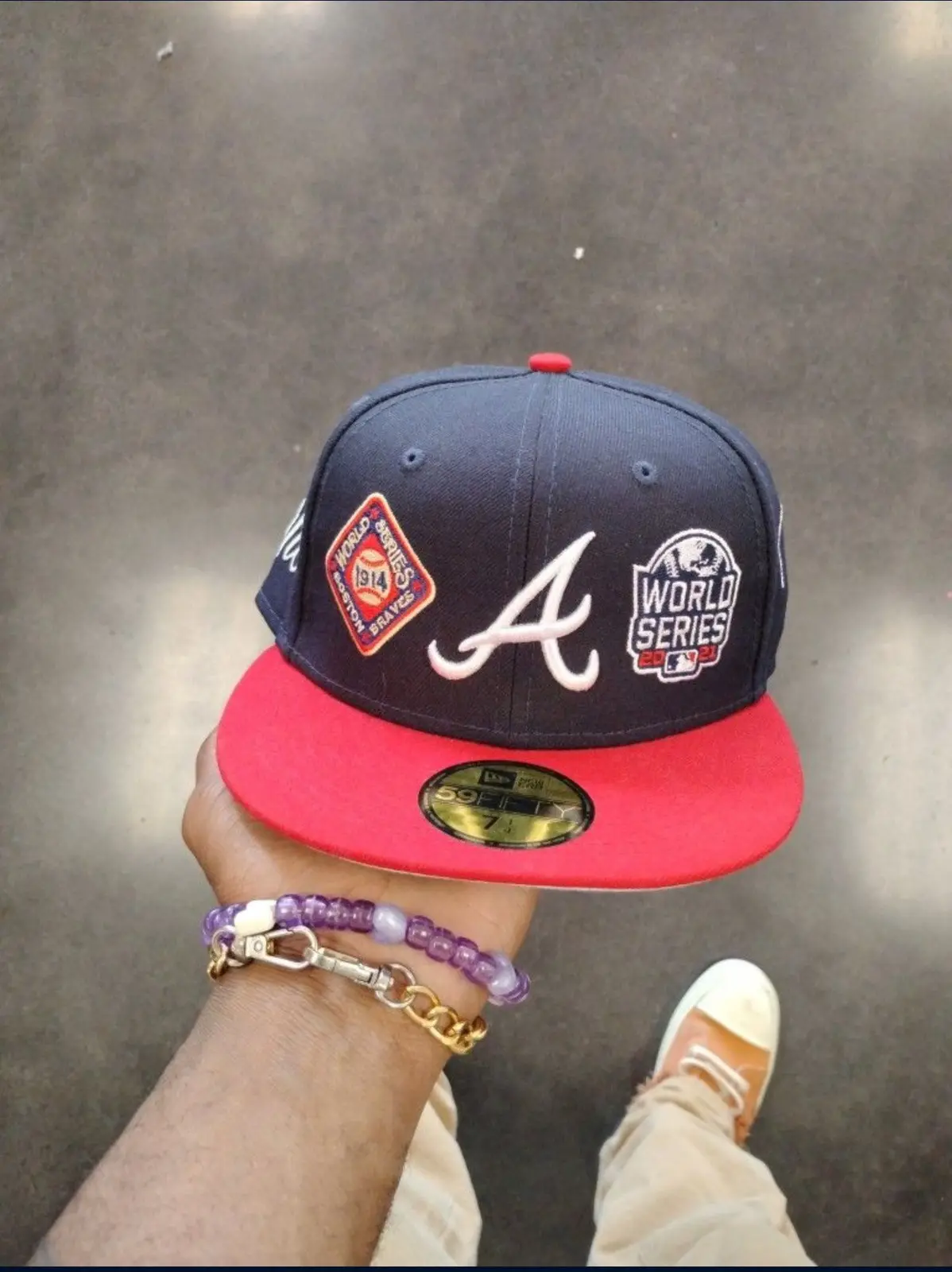 NEW ERA ATLANTA BRAVES HISTORIC WORLD SERIES CHAMPIONS 59FIFTY EMBROIDERED CASUAL BASEBALL CAP-Maverick
