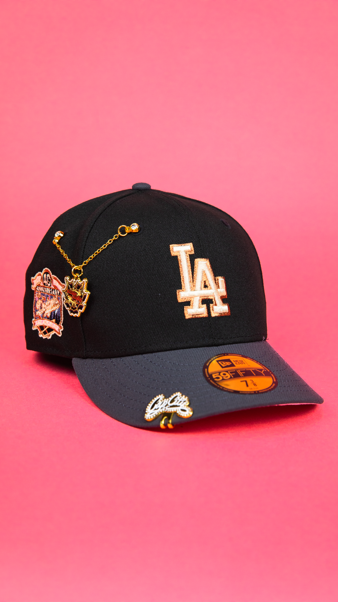 NEW ERA EXCLUSIVE 9FIFTY BLACK/ GREY LOS ANGELES DODGERS W/ 40TH ANNIVERSARY SIDE PATCH-Maverick