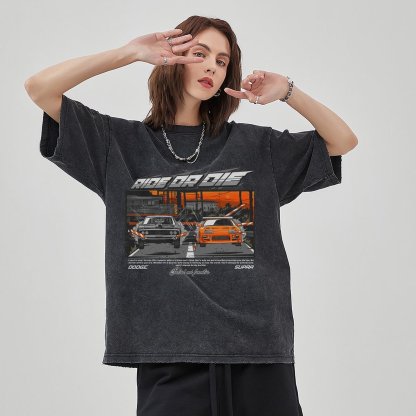 Unisex Vintage Solid Wash Denim T-Shirts 1025