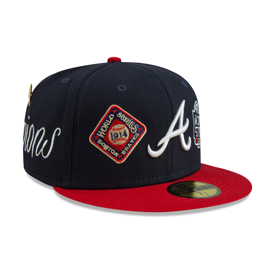 NEW ERA ATLANTA BRAVES HISTORIC WORLD SERIES CHAMPIONS 59FIFTY EMBROIDERED CASUAL BASEBALL CAP-Maverick