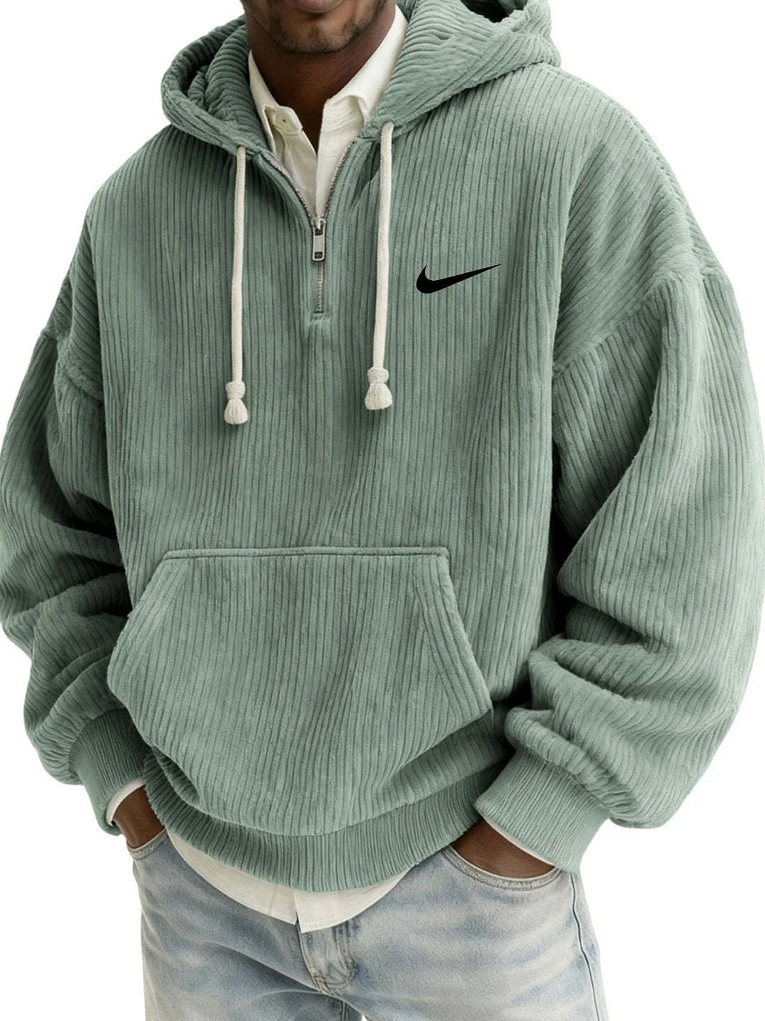 Textured Relaxed-Fit Corduroy Hoodie