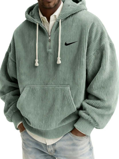 Textured Relaxed-Fit Corduroy Hoodie
