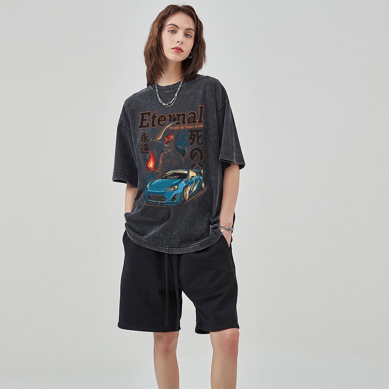 Unisex Vintage Solid Wash Denim T-Shirts 1012