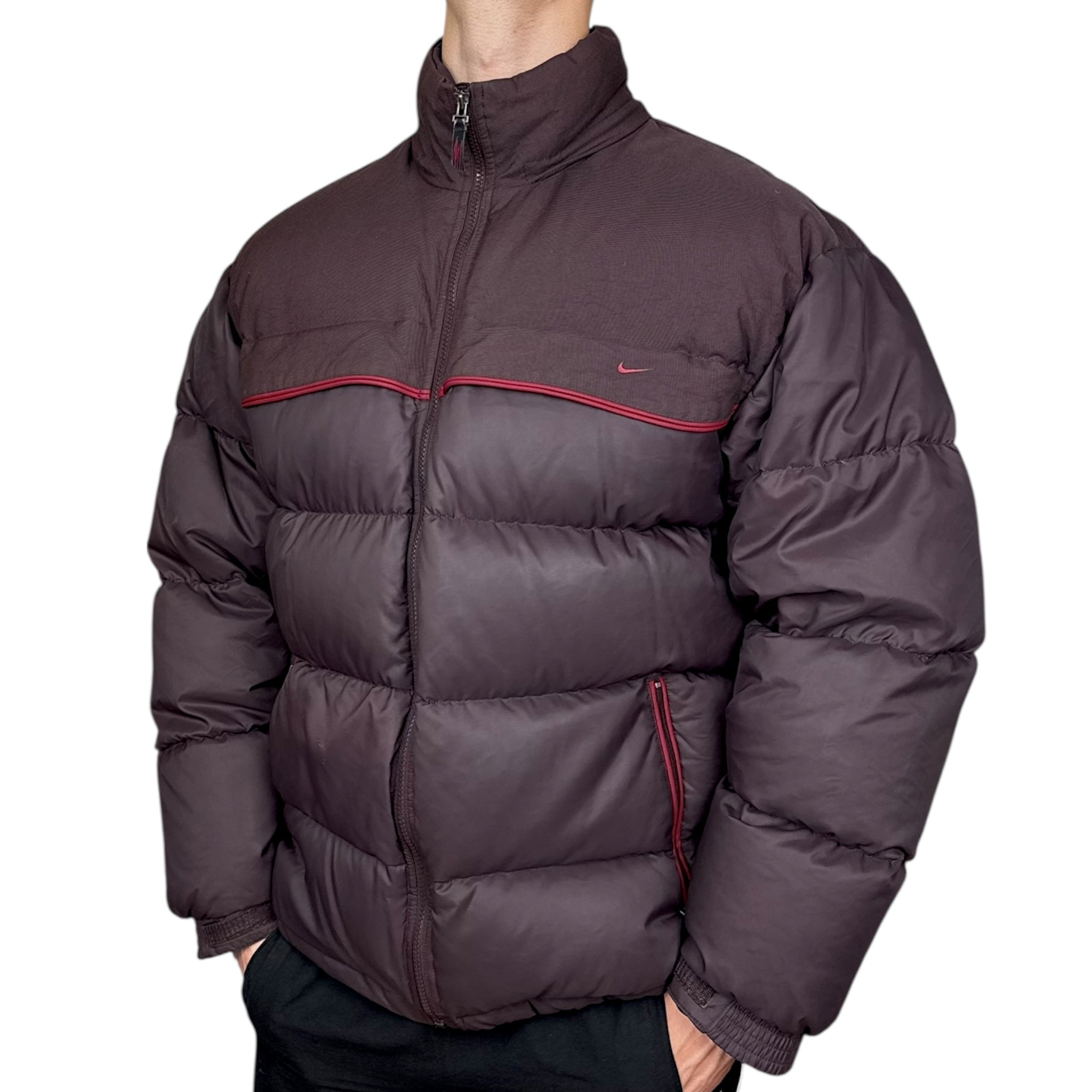 Vintage Y2K Puffer Daunenjacke Rotwein-Maverick