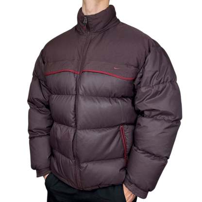 Vintage Y2K Puffer Daunenjacke Rotwein-Maverick