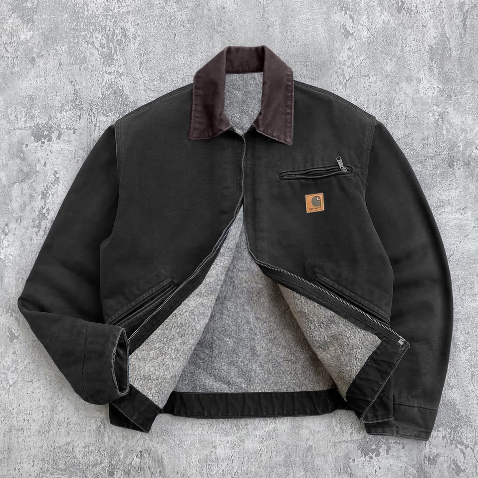 Contrast Color Long Sleeve Zipper Plush Jacket-Maverick