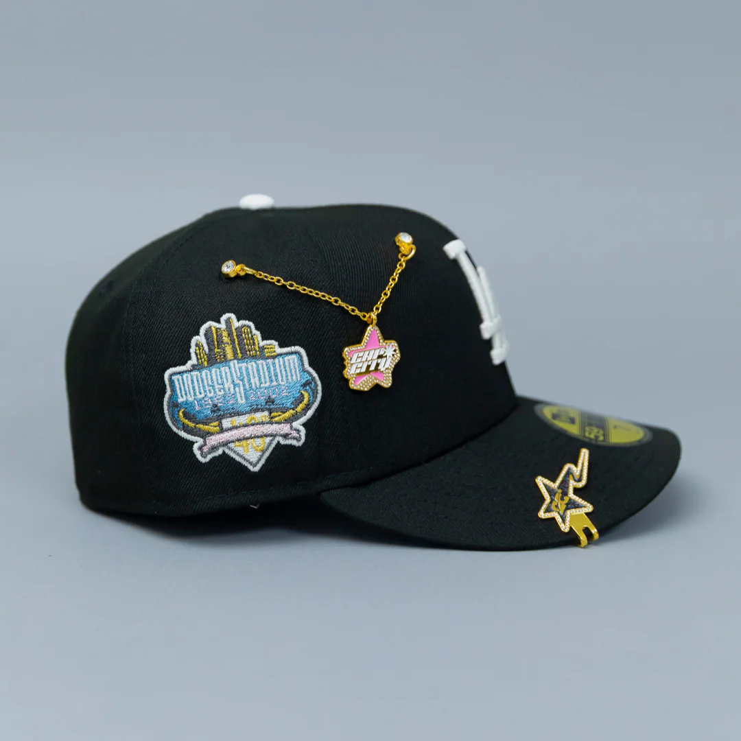 NEW ERA EXCLUSIVE 59FIFTY BLACK LOS ANGELES DODGERS W/ 40TH ANNIVERSARY SIDE PATCH-Maverick