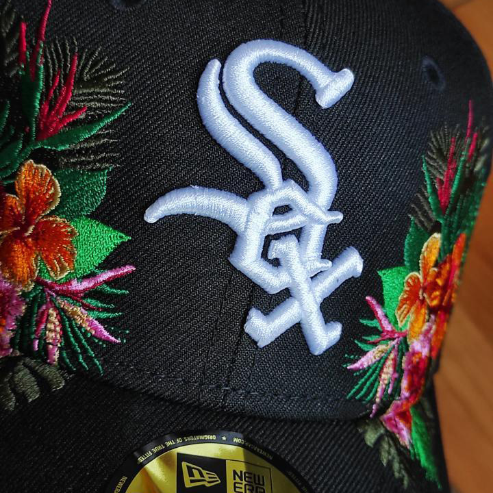 NEW ERA CHICAGO WHITE SOX FLORAL BLACK EMBROIDERED CASUAL BASEBALL CAP-Maverick
