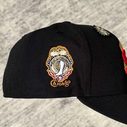 NEW ERA CHICAGO WHITE SOX FLAME BLACK PRIME EDITION EMBROIDERED CASUAL BASEBALL CAP-Maverick