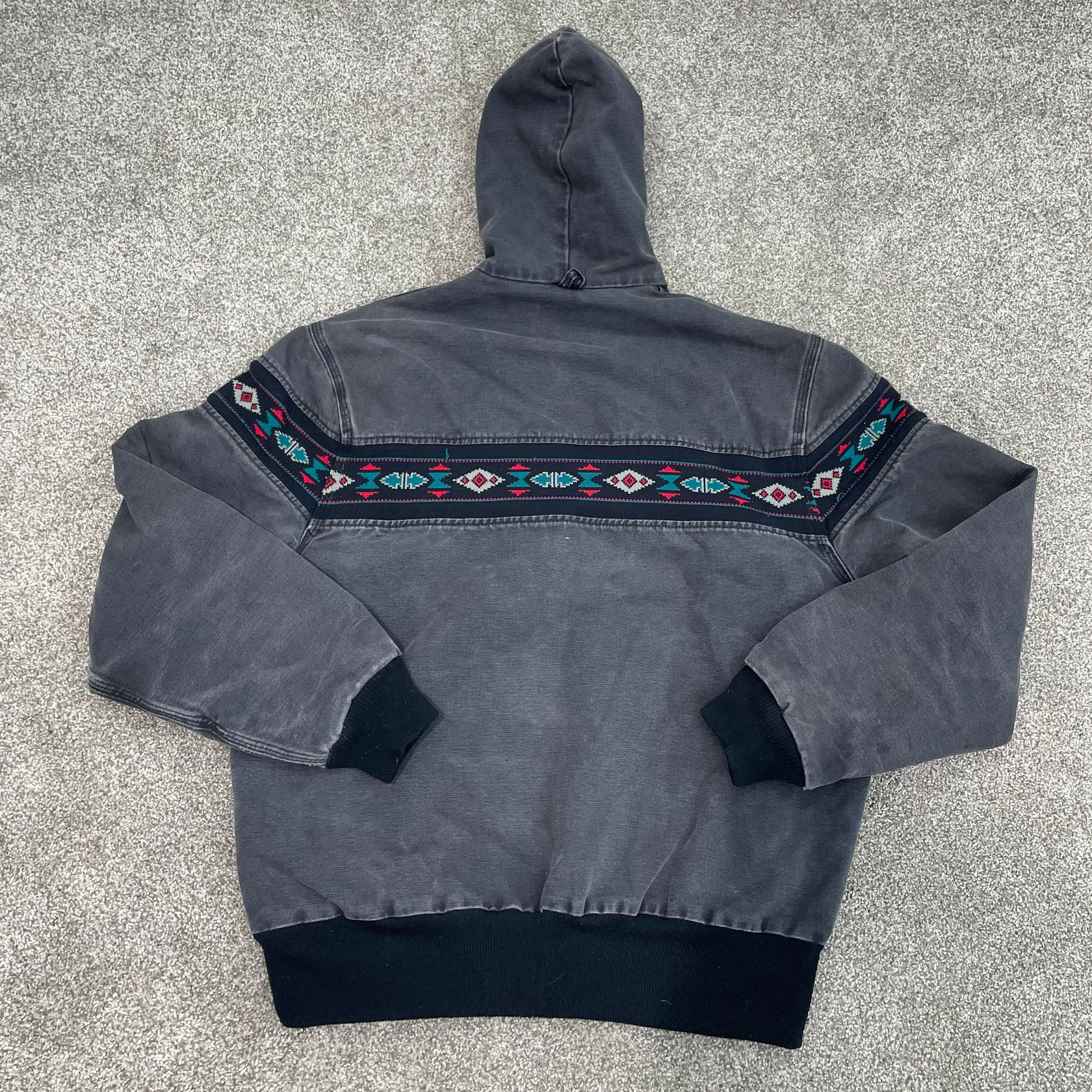 Retro ethnic pattern contrast color zipper long sleeve lined jacket-Maverick