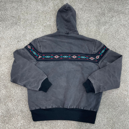 Retro ethnic pattern contrast color zipper long sleeve lined jacket-Maverick