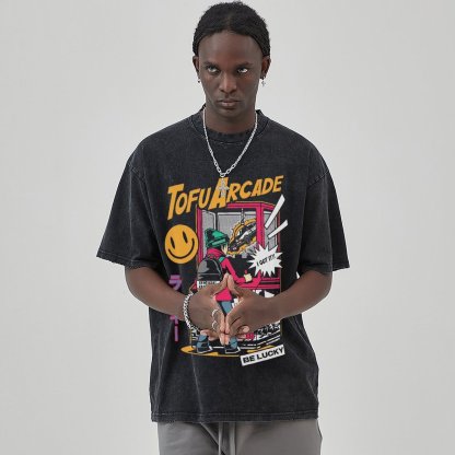 Unisex Vintage Solid Wash Denim T-Shirts 1007