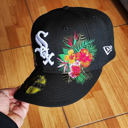 NEW ERA CHICAGO WHITE SOX FLORAL BLACK EMBROIDERED CASUAL BASEBALL CAP-Maverick