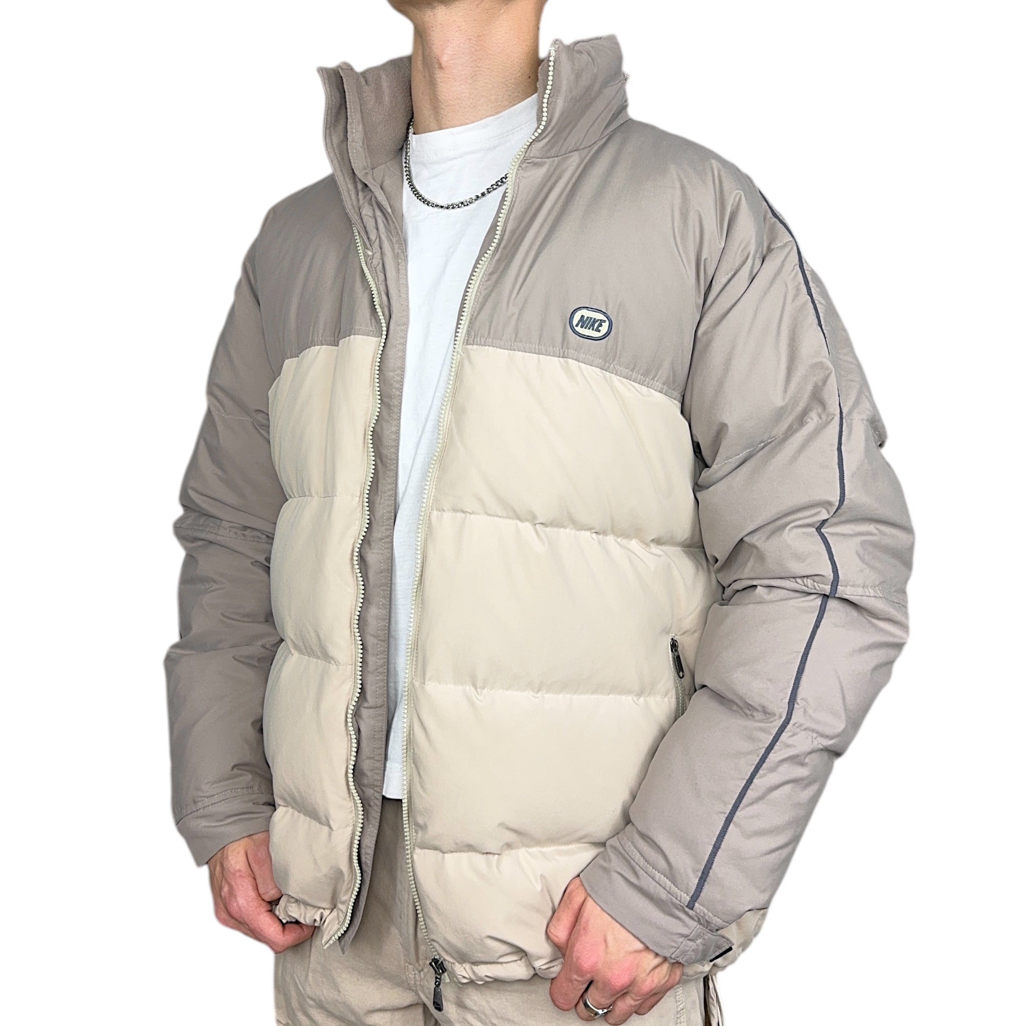 Vintage Y2K Puffer Daunenjacke Beige-Maverick