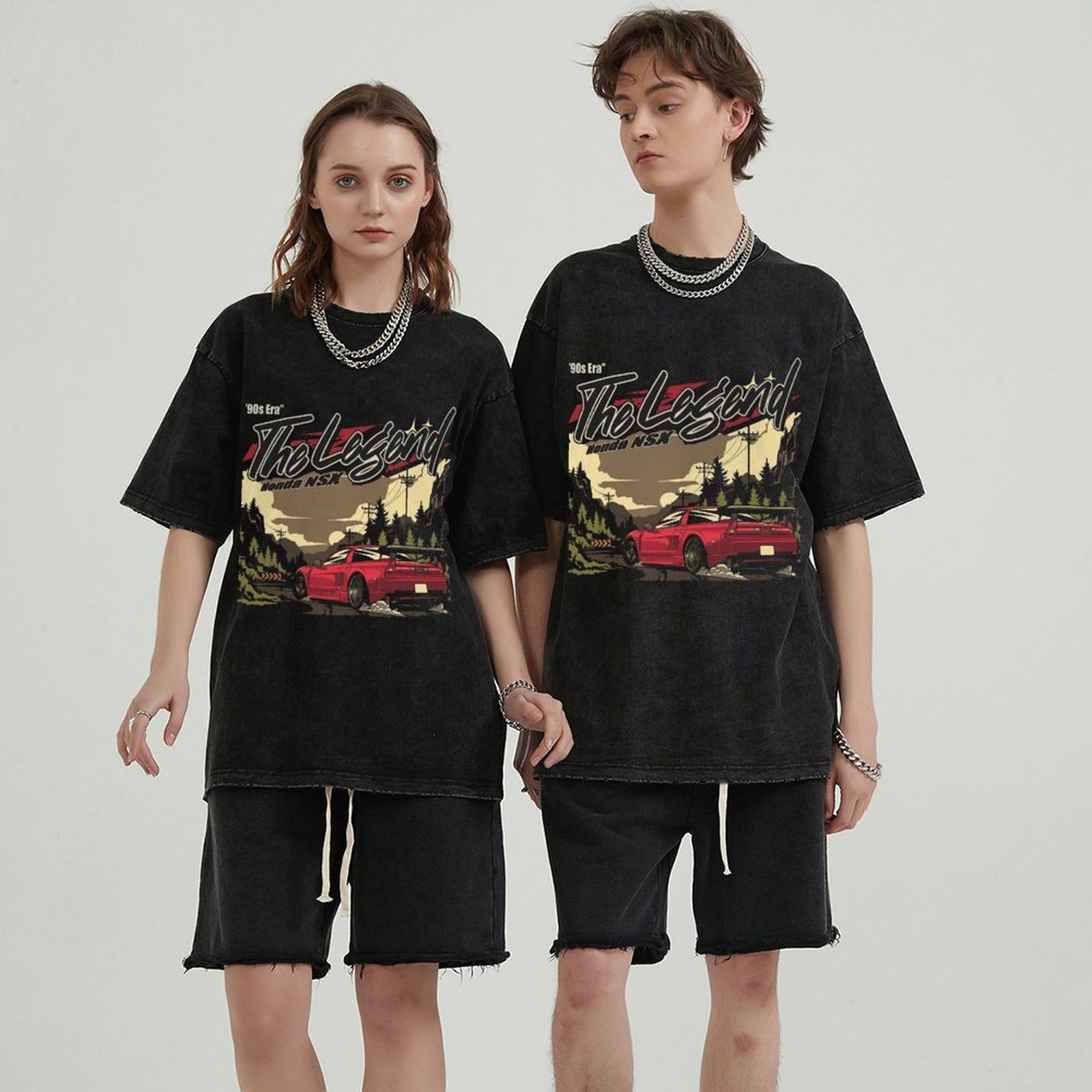 Unisex Vintage Solid Wash Denim T-Shirts 1014